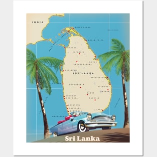 illustrated map of sri lanka Posters and Art